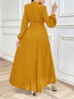 Rochie Lunga Adela Galbena Plisata - imagine 2