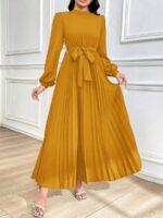 Rochie Lunga Adela Galbena Plisata - imagine 3