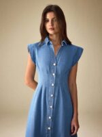 Rochie Midi Petunia din Denim - imagine 3