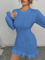 Rochie Scurta Tricotata Daria Albastra - imagine 4
