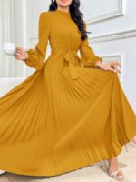 Rochie Lunga Adela Galbena Plisata - imagine 4