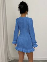 Rochie Scurta Tricotata Daria Albastra - imagine 2