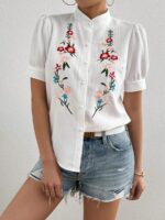 Bluza Dama Corina Alba cu Broderie - imagine 4