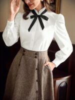Camasa Dama Miriam Alba cu Funda Neagra - imagine 4