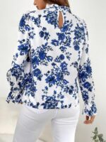 Bluza Dama Stanley Alba cu Print Floral Albastru - imagine 2