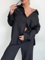 Compleu Electra Negru format din Camasa si Pantalon - imagine 3
