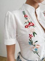 Bluza Dama Corina Alba cu Broderie - imagine 3