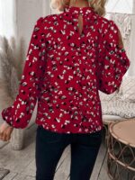Bluza Dama Gemma Grena cu Print Alb si Negru - imagine 2