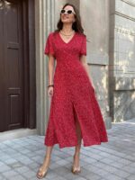 Rochie Midi Bianca Rosie cu Print Alb
