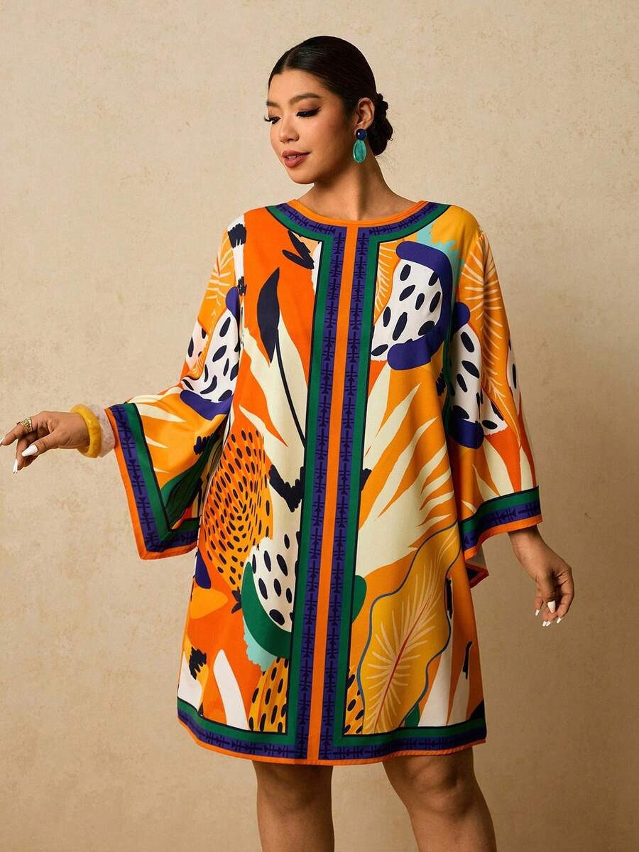 68 Rochie Scurta Mindy Multicolora - Marimi Mari - imagine 1