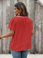 Bluza Dama Ionela Rosie cu Buline Albe - Marimi Mari - imagine 2
