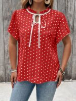 Bluza Dama Ionela Rosie cu Buline Albe - Marimi Mari - imagine 4