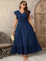 Rochie Lunga Tina Bleumarin - Marimi Mari - imagine 3