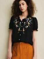 Bluza Dama Dayelin Neagra cu Broderie - imagine 5