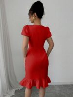 Rochie Scurta Liana Rosie cu Perle - imagine 2
