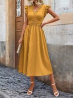 Rochie Midi Delia Galben Mustar