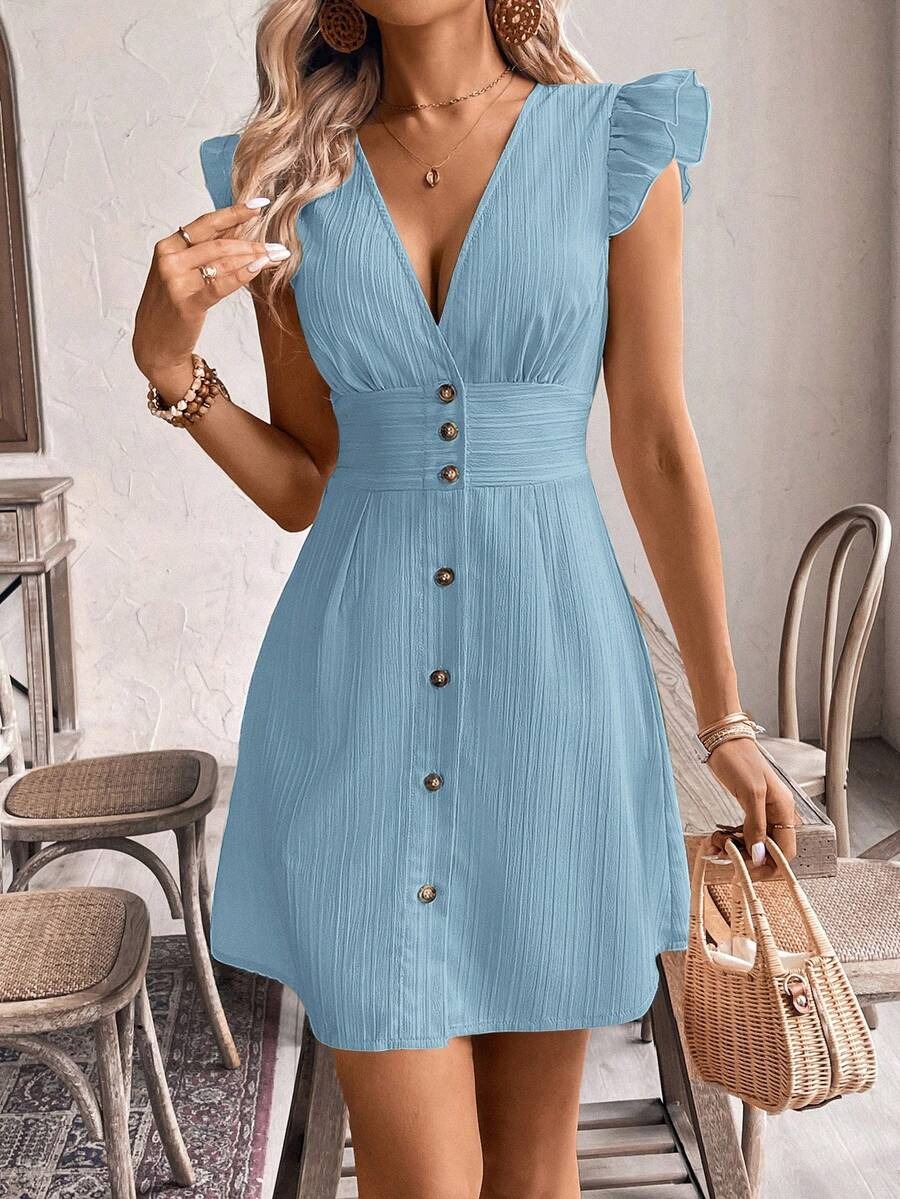 30 Rochie Scurta Narcisa Bleu - imagine 1