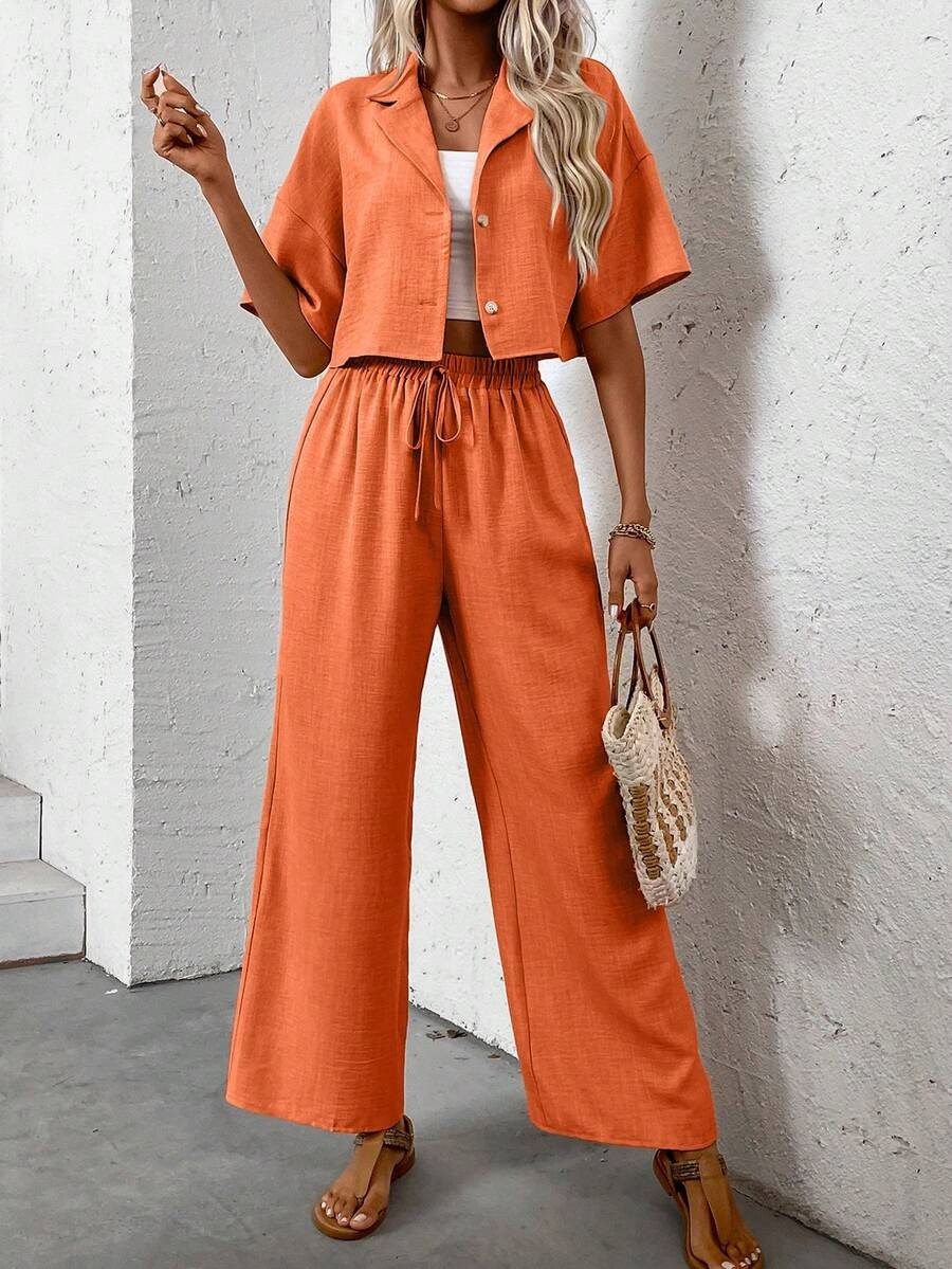 64 Compleu cu Pantalon Laura Portocaliu - imagine 1