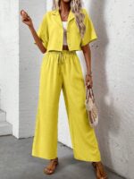 Compleu Anelise Galben format din Top si Pantalon - imagine 5