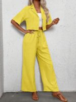 Compleu Anelise Galben format din Top si Pantalon - imagine 4