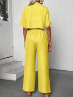 Compleu Anelise Galben format din Top si Pantalon - imagine 3