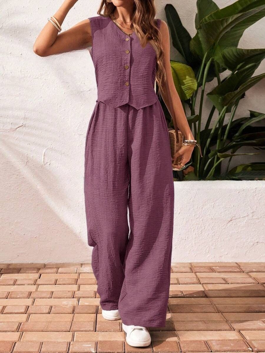 1908 Compleu Natalee Violet format din Vesta si Pantalon - imagine 1