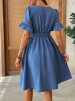 Rochie Scurta Sesilie Albastra cu Dantela - imagine 2