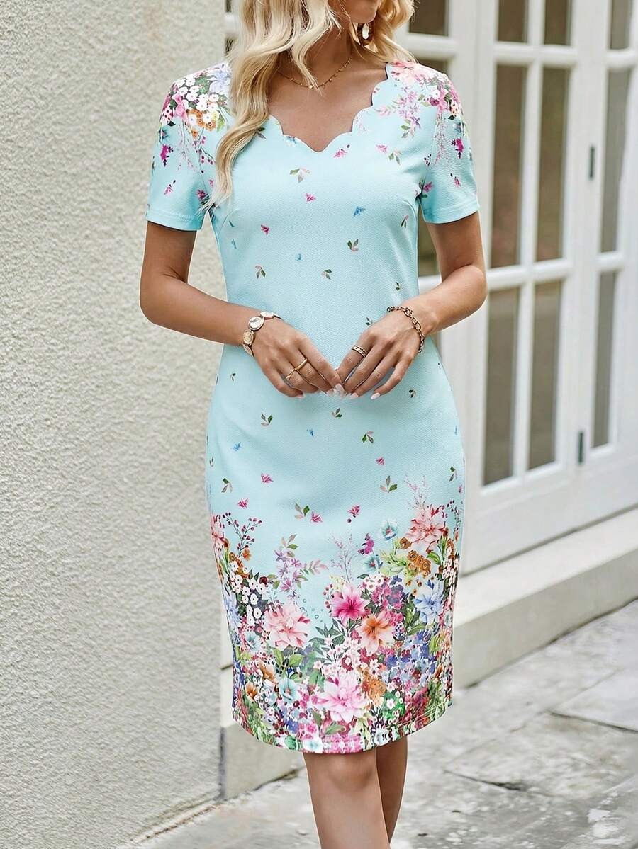 1979 Rochie Scurta Brodin Vernil cu Imprimeu Floral - imagine 1