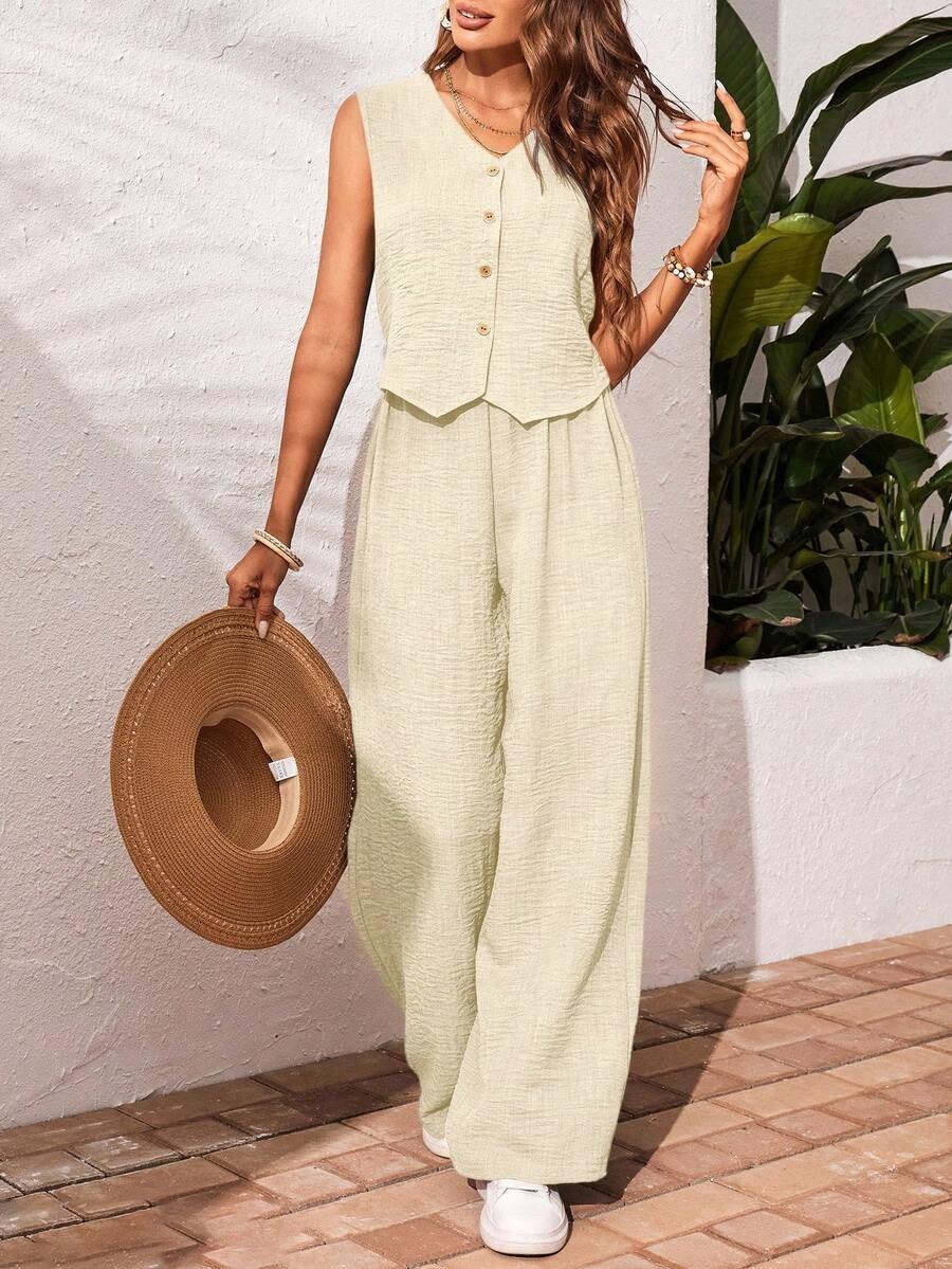 2040 Compleu Laroche Bej format din Vesta si Pantalon - imagine 1