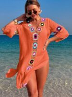 Rochie Scurta de Plaja Gisella Portocalie - imagine 5