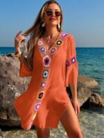 Rochie Scurta de Plaja Gisella Portocalie - imagine 4
