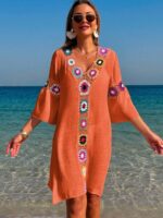 Rochie Scurta de Plaja Gisella Portocalie - imagine 3