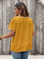 Bluza Dama Nadine Mustar cu Buline Albe - Marimi Mari - imagine 2