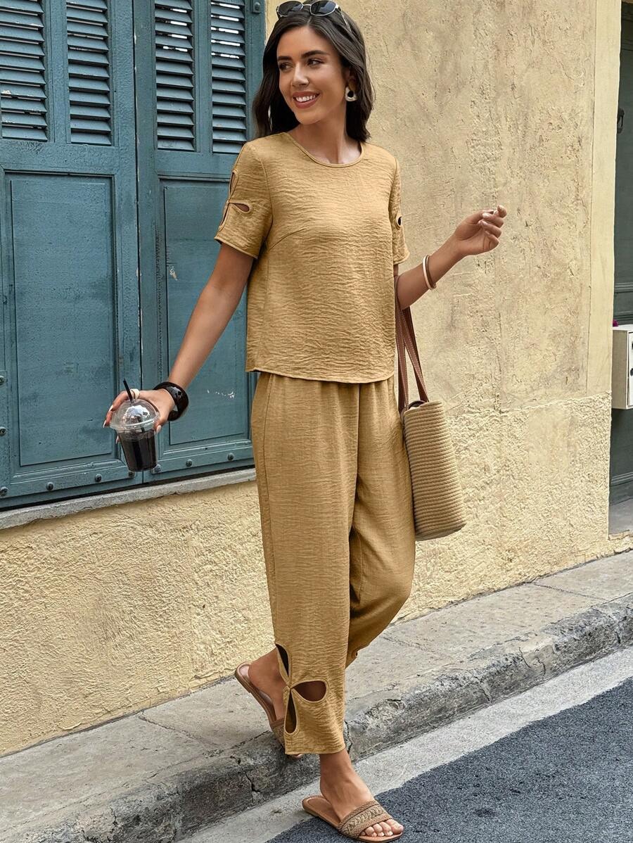 2194 Compleu Kathleen Maro Deschis format din Top si Pantalon - imagine 1