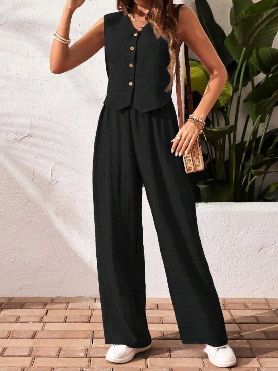 2248 Compleu Wendi Negru format din Vesta si Pantalon - imagine 1