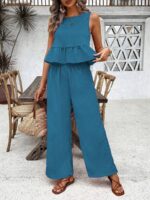 Compleu Dama Lizica Albastru format din Top si Pantaloni Lungi - imagine 6