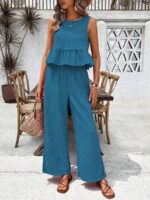 Compleu Dama Lizica Albastru format din Top si Pantaloni Lungi - imagine 5