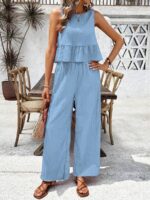 Compleu Farina Bleu format din Top si Pantalon - imagine 5