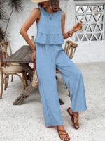 Compleu Farina Bleu format din Top si Pantalon - imagine 4