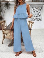 Compleu Farina Bleu format din Top si Pantalon - imagine 3