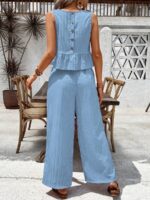 Compleu Farina Bleu format din Top si Pantalon - imagine 2