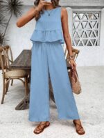 Compleu Farina Bleu format din Top si Pantalon