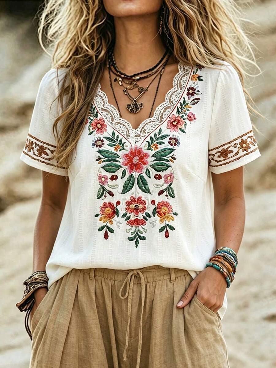 2630 Bluza Dama Caporosa Alba cu Broderie - imagine 1