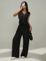 Compleu Natalee Negru format din Vesta si Pantalon - imagine 6