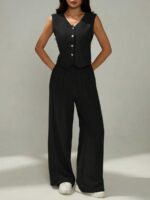 Compleu Natalee Negru format din Vesta si Pantalon - imagine 3