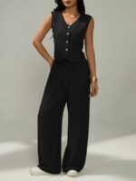 Compleu Natalee Negru format din Vesta si Pantalon - imagine 2