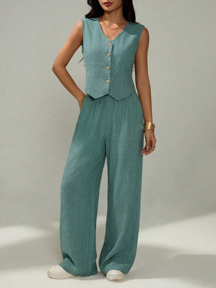 2714 Compleu Dorina Vernil format din Vesta si Pantalon - imagine 1
