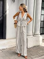 Compleu Falka Alb cu Dungi Gri format din Vesta si Pantalon - imagine 5