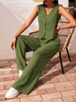 Compleu Natalee Khaki format din Vesta si Pantalon - imagine 5