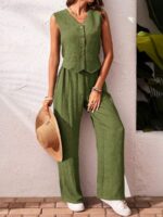 Compleu Natalee Khaki format din Vesta si Pantalon - imagine 4